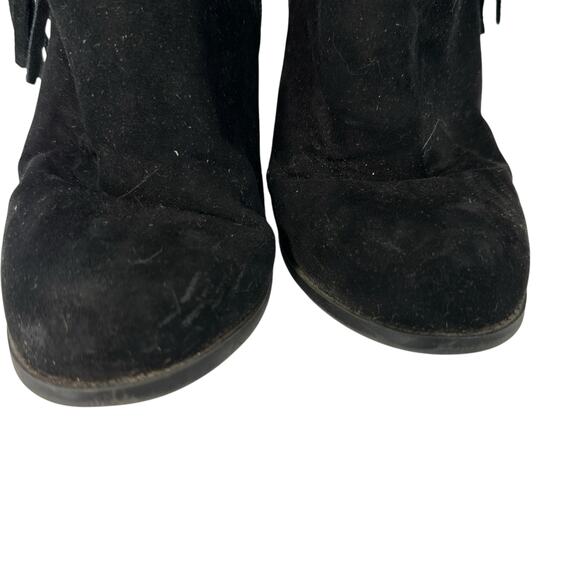 Vintage Y2K Rampage Faux Suede Black Booties Ankle Boots Fringe 6.5 Western - Picture 4 of 7